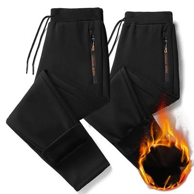 Sports Pants Plush Thick Double Layer Insulation Windproof Breathable Zipper Pockets Running Pants Men's Casual Autumn Winter