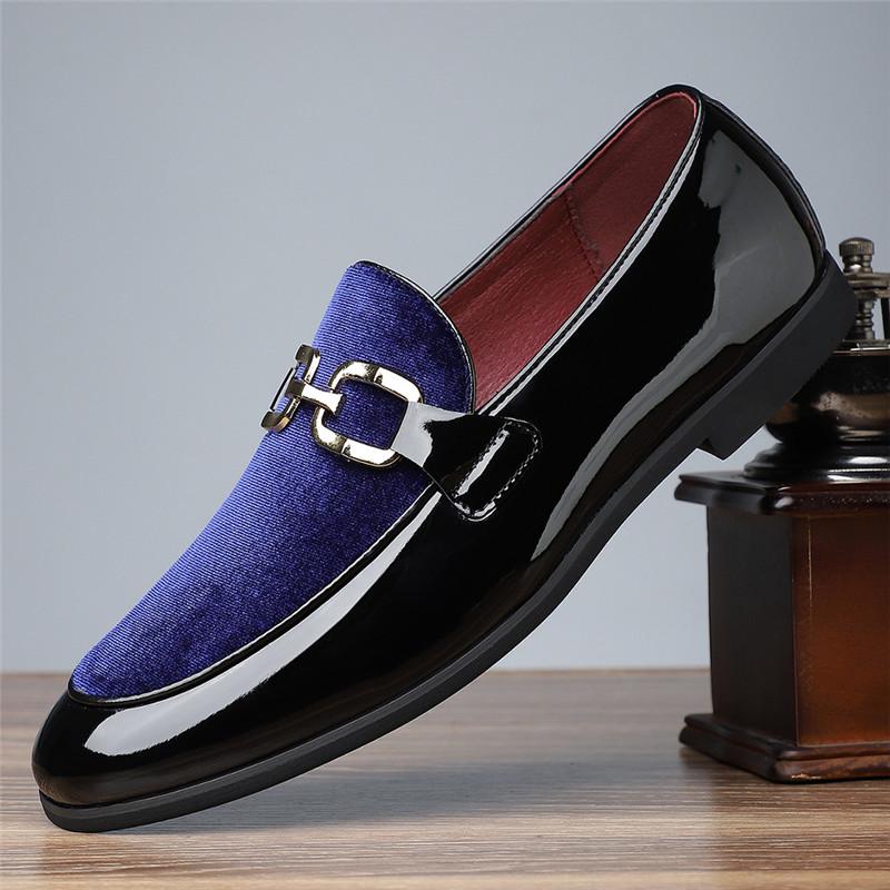 

Fashion New Men s Brand Suede Leather Mixed Casual Shoes for Designer Loafers Formal Wedding Prom Dress Homecoming Footwear 39 синій
