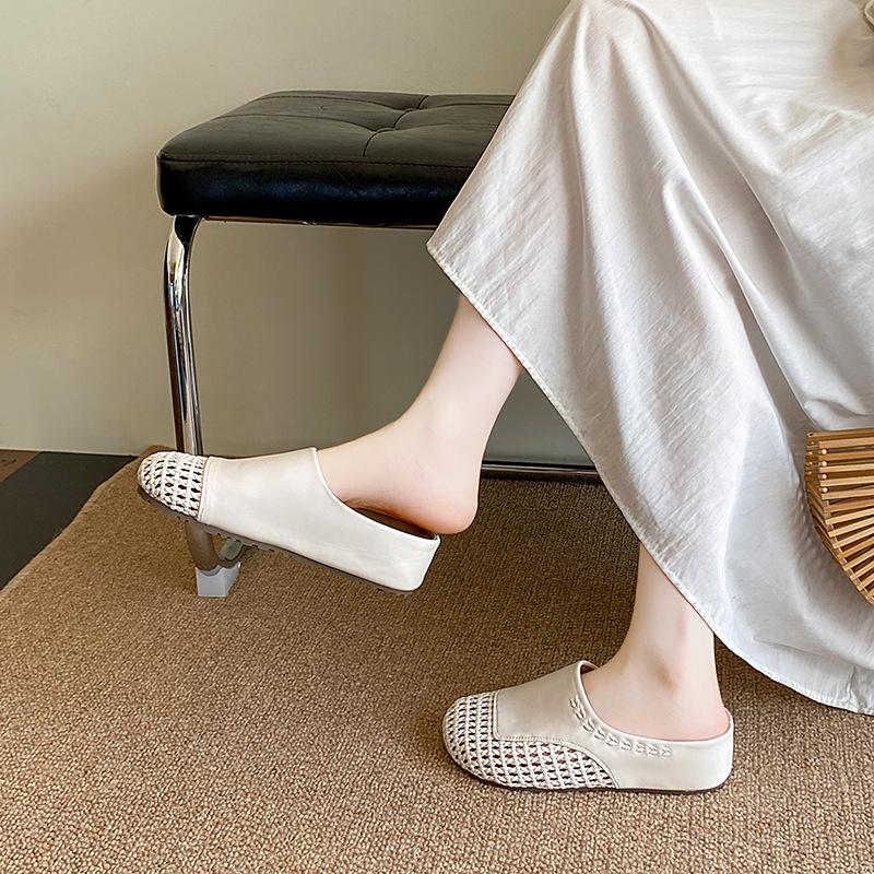 Summer breathable soft-soled outer wear Roman shoes fashionable casual weaving hollow hole to increase height fashionable cool slippers women