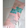 Used Japanese accessories Sakura pure silk obi sash, quail crepe two-color cloud pattern iris cloisonne [peach x light blue x light green]
