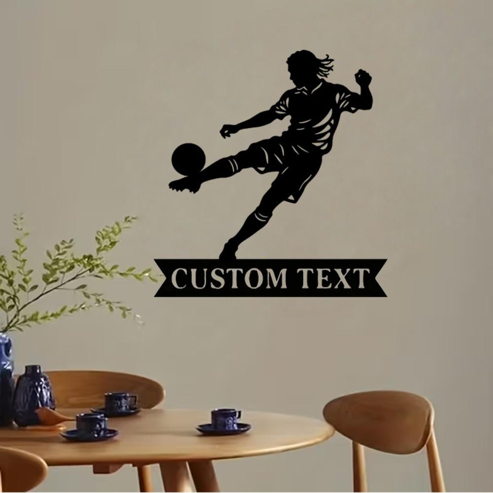 Customizable Soccer Player Wrought Iron Wall Art Modern Home Decor Sports Gift