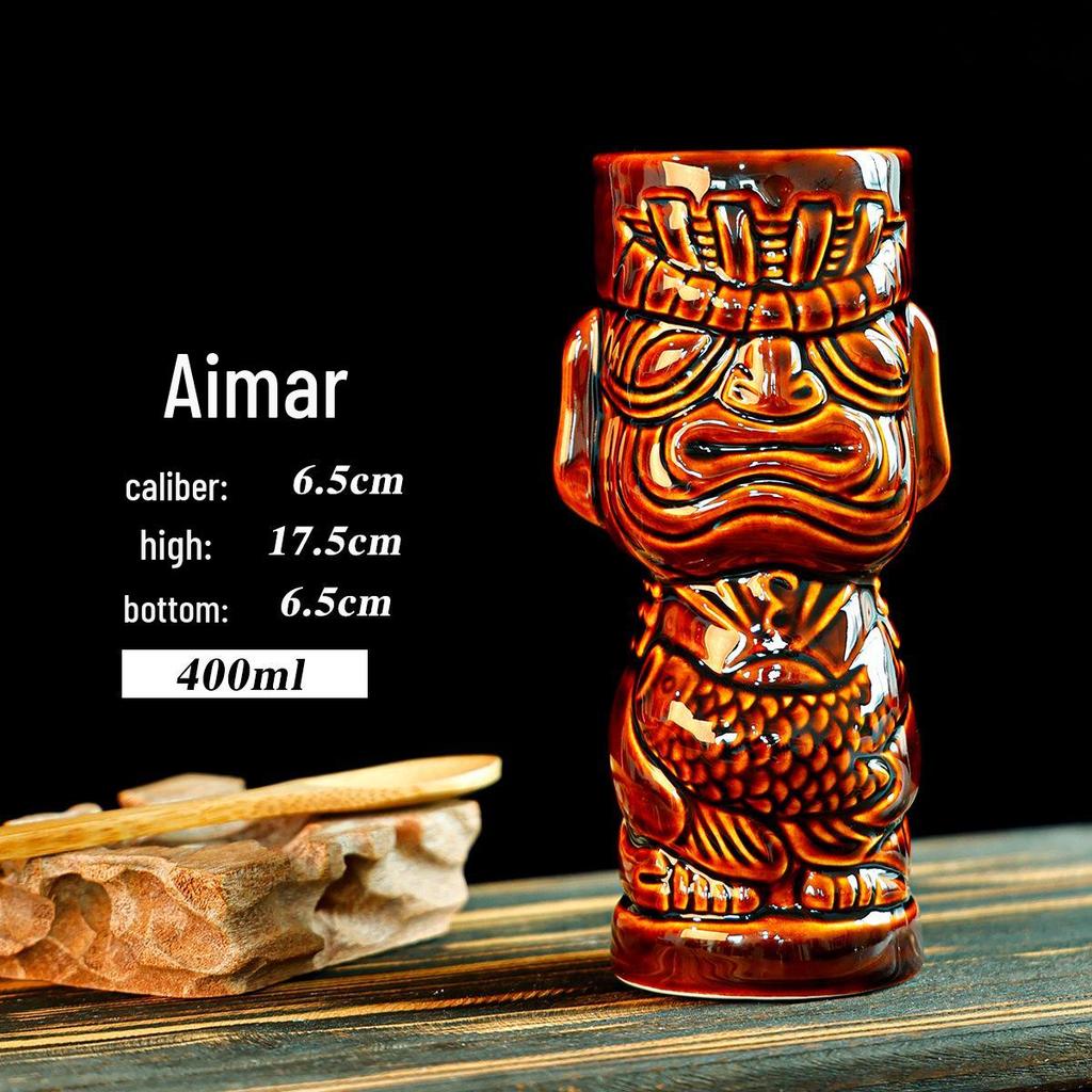 Bicchiere da Cocktail in Ceramica Teschio Zombie Tiki Hawaiano