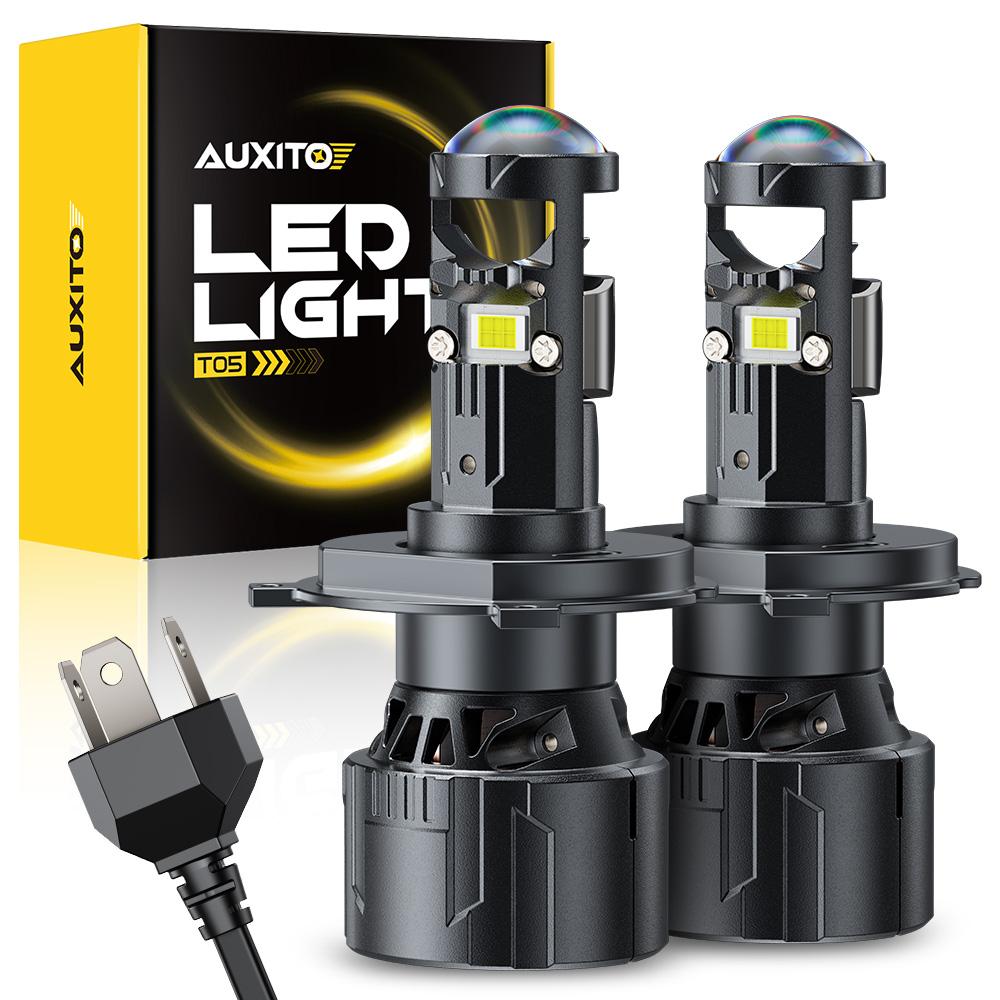 AUXITO 2Pcs 25000LM H4 LED Headlight Bulbs With HD Spotlight Lens 9003 HB2 LED High Low Beam For Left Right Hand Drive White 12V H4/9003/HB2 Hi/Lo