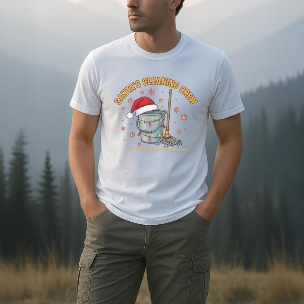 Santas Cleaning Crew Tshirt Woman Man Fashion Casual Cotton New Year Xmas Graphic T Shirts Merry Christmas Shortsleev Adult