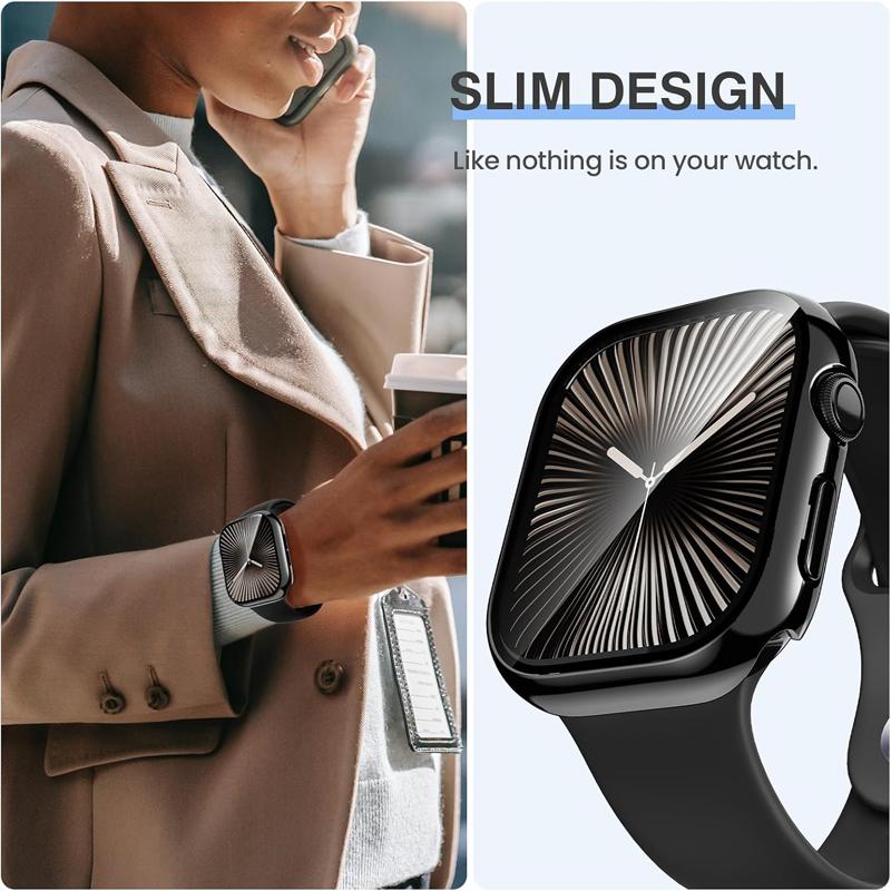 Tempered Glass+Cover For Apple watch series 11 10 9 6 SE3 7 8 5 Case 46mm 42mm 45mm 41mm 44mm 40mm Screen Protector Accessories