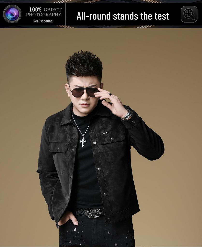 Men's Trendy Winter Motorcycle Leather Jacket 2025 - Lapel Style, Casual Brand Outerwear, Item 5027