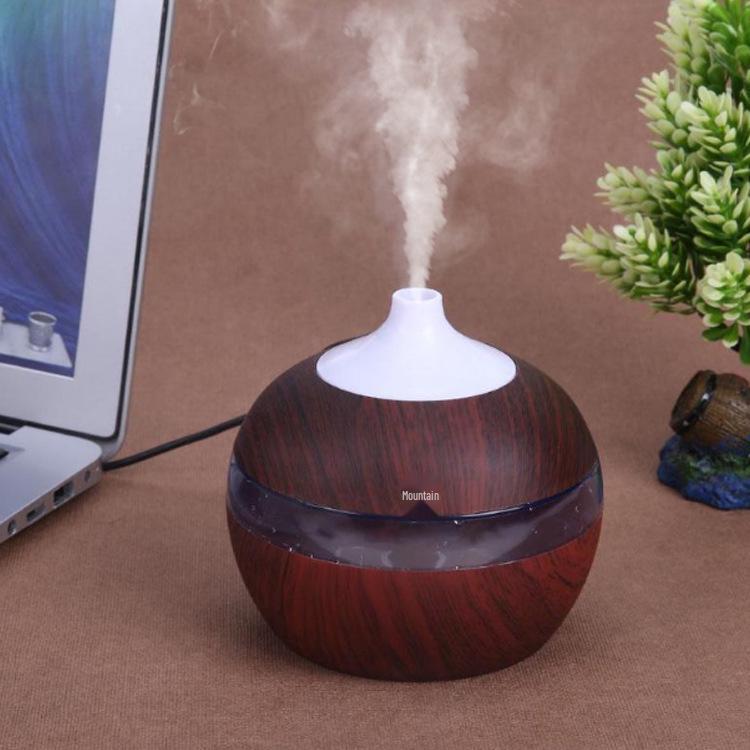 

Мини-диффузор для эфирных масел с текстурой дерева и подсветкой - Настольный арома-увлажнитель и распылитель с большим объемом пара