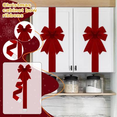 Christmas Cabinet Ribbons Bows For Kitchen Large Christmas Door Ribbon Cabinet Bows For Gifts Xmas Tree Home Wall Furniture Party Decorations