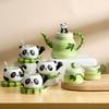 Shangqi Enamel Panda Ceramic Coffee Cup Set, 15-Piece