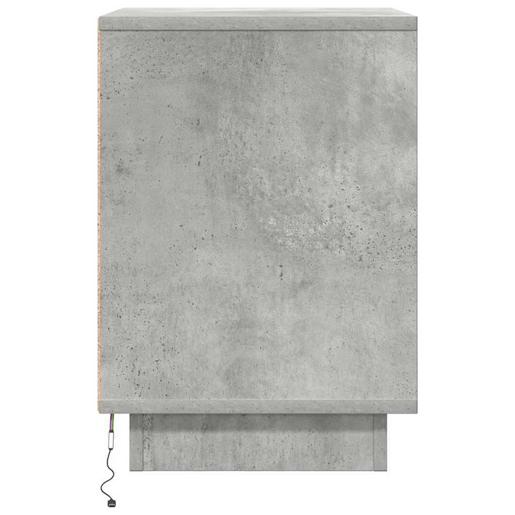 Nightstand with LED Lights Concrete Grey 38 x 34 x 50 cm
