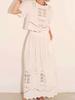 French Niche Spring/Summer 2026 White Embroidered Slimming Shirt & Mid-Length Skirt Set for Women