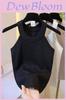 Black Knitted Strapless Tank Top For Women Summer Casual Sleeveless Basic Top