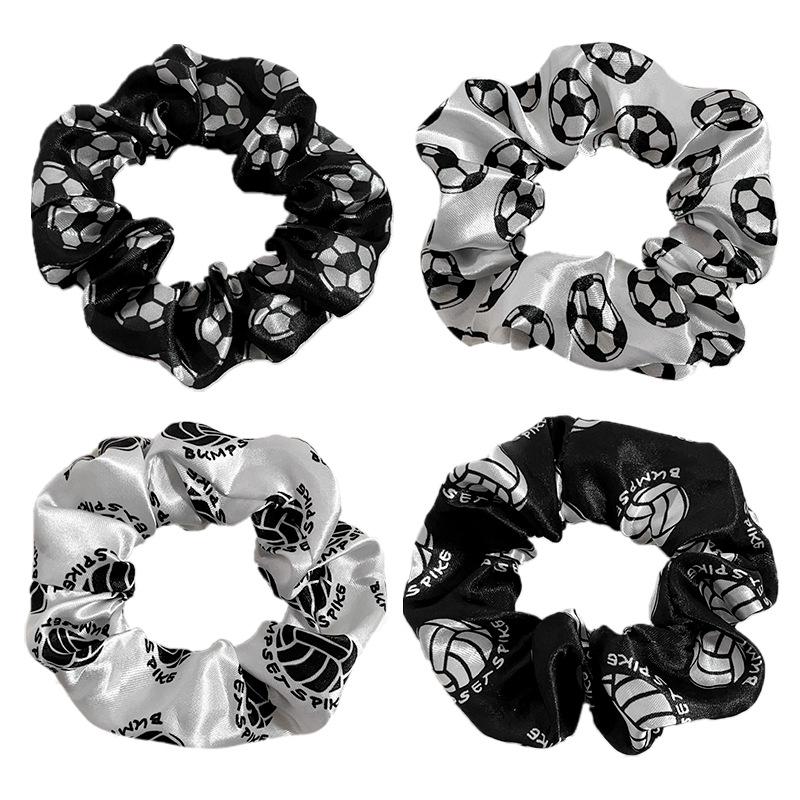 European Cross-Color Satin Sports Print Hair Tie