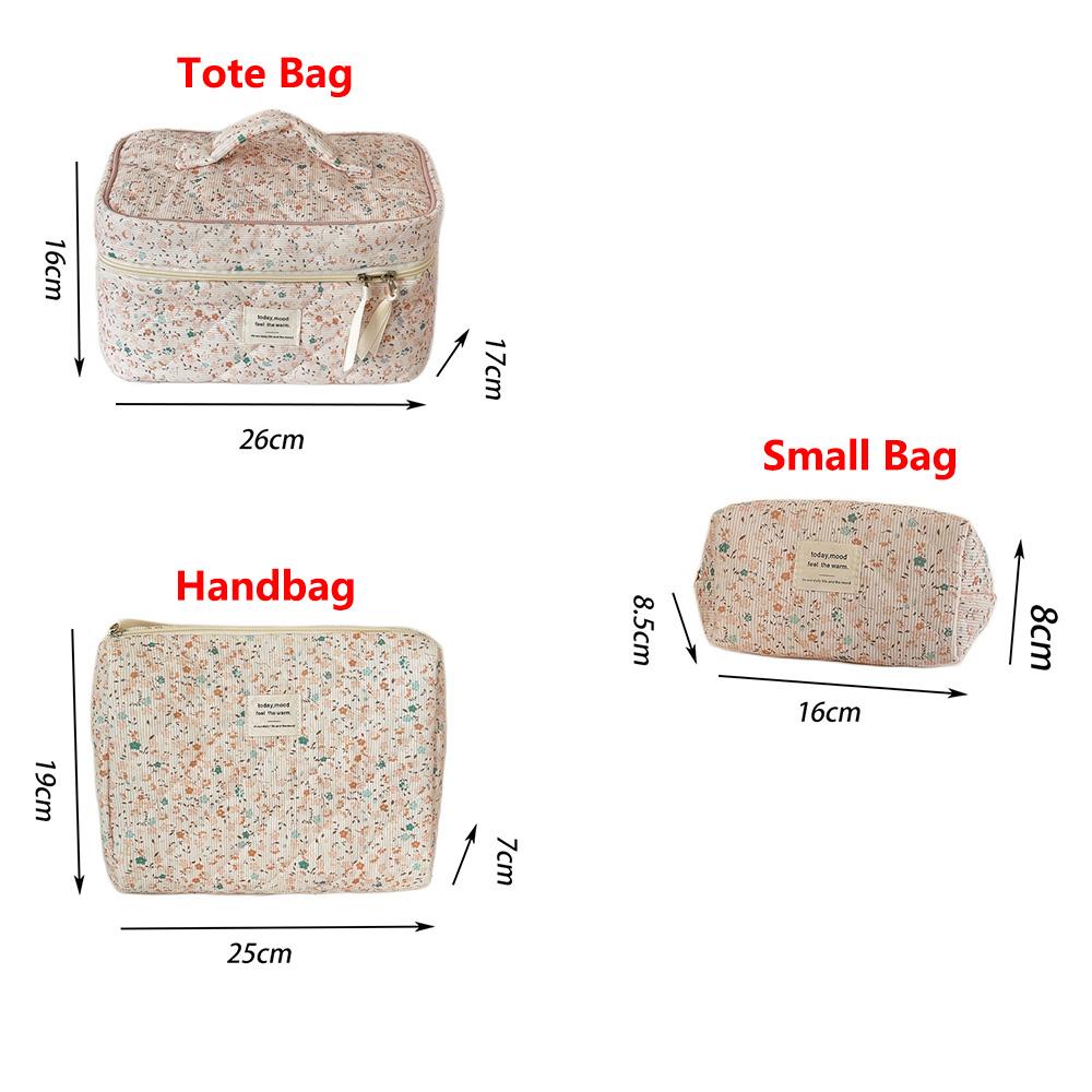 Luxury Women Large Capacity Cosmetic Bag Travel Organizer Make Up Storage Pouch For Lipstick Ladies Vintage Flower Quilting Bag