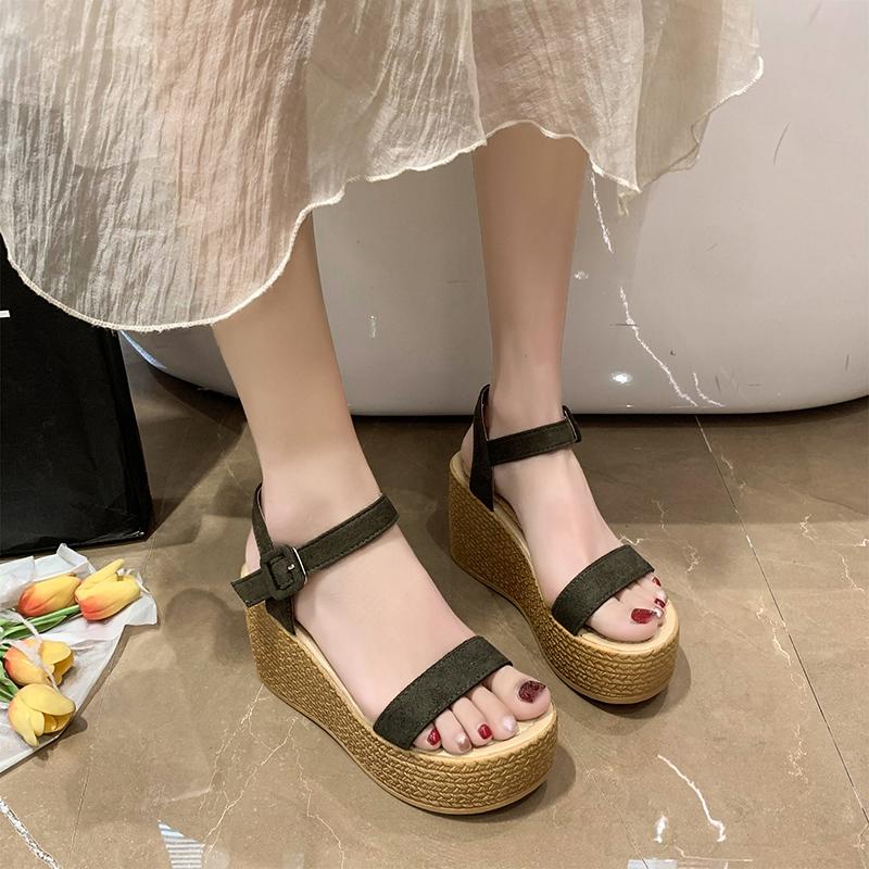 WTEMPO Dámské sandály se silnou podrážkou semišové přezka a šikmé podpatky příležitostné všestranné sandály proti skluzu dropshipping velkoobchod