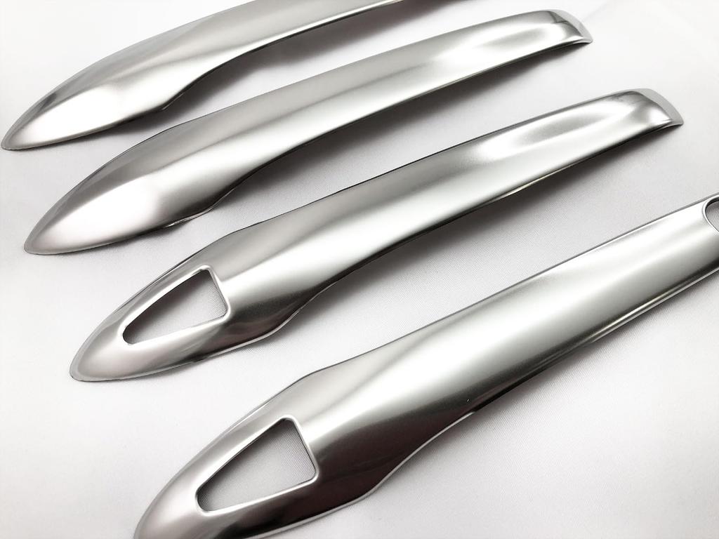 BRIGHTZ Stainless Steel Door Handle Satin Set for Toyota Yaris 210 MXPH17 Covers, Silver, 4-Piece (DHC-NOBU-457) (2010-2015), KSP210, MXPA10, MXPH10,