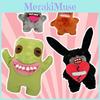 Adorable Plush Tooth Monster Doll Soft Toy In Black Green Brown And Gray For Christmas