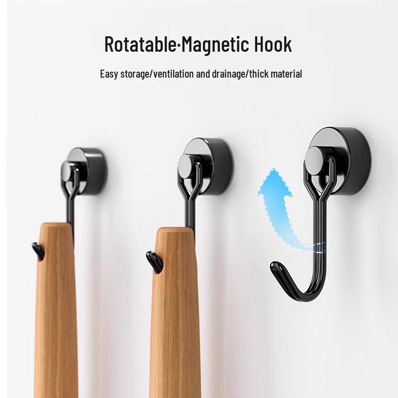 Strong Magnetic Hooks for Refrigerator, Wall & Door Mount, Traceless Adhesive