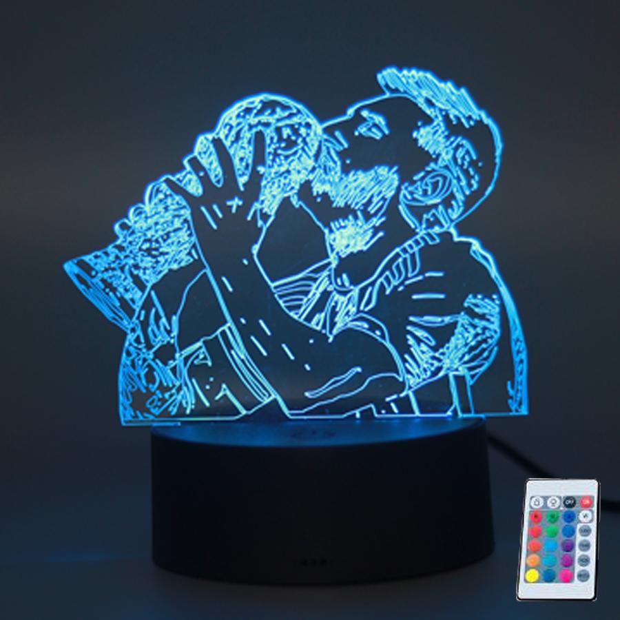 3D Illusion Night Light Messi 7 Color/16 Color Gradient Touch Switch Led Night Light Table Lamp (Crackle White)
