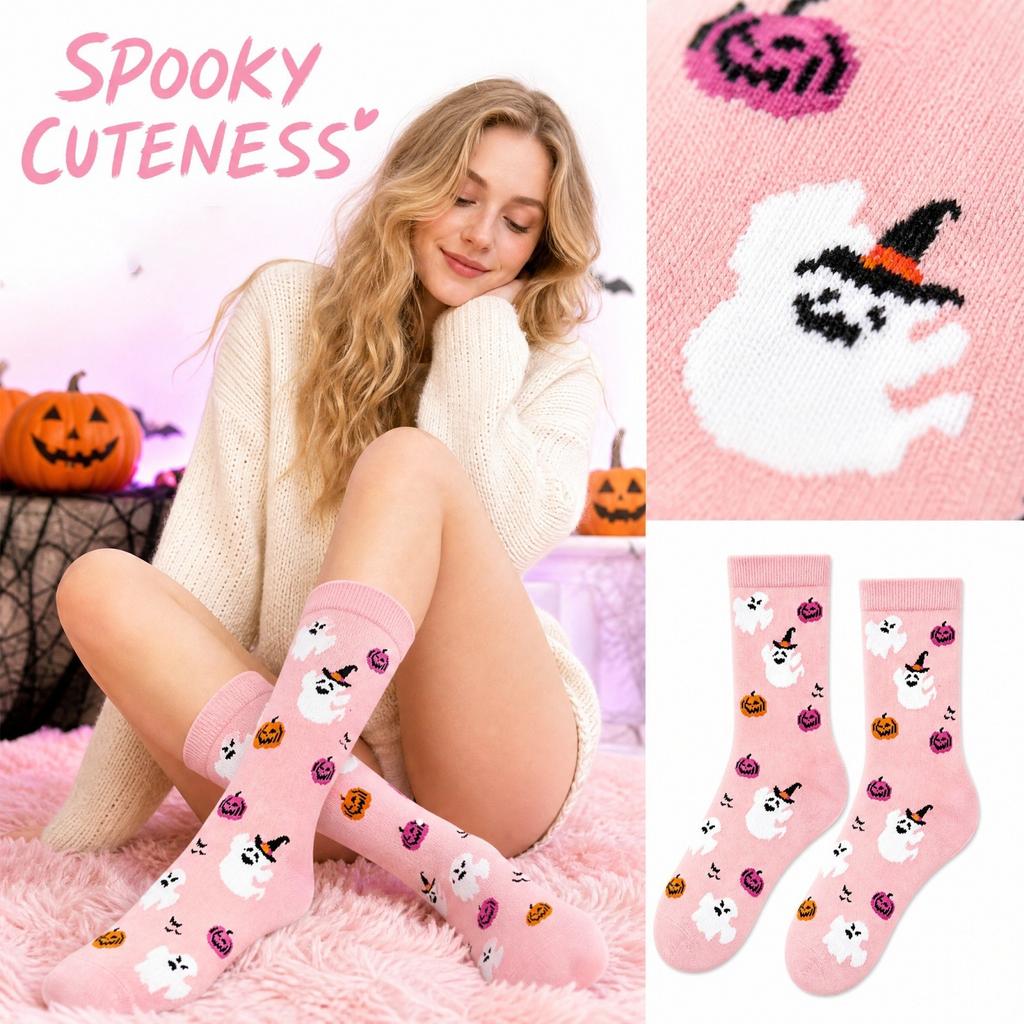 Unisex Halloween Mid-Calf Socks - Trendy Fall Winter Socks for Men and Women