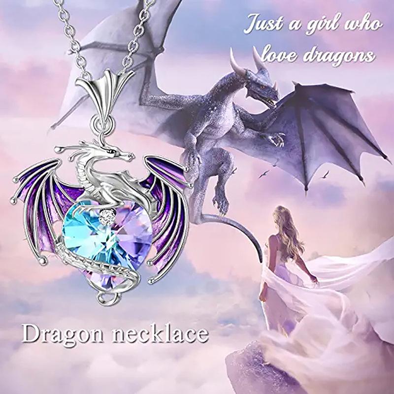 Exquisite  Color Dragon Pendant Necklace For Women Blue Purple Dragon Necklace Cute Dragon Party Jewelry Gift