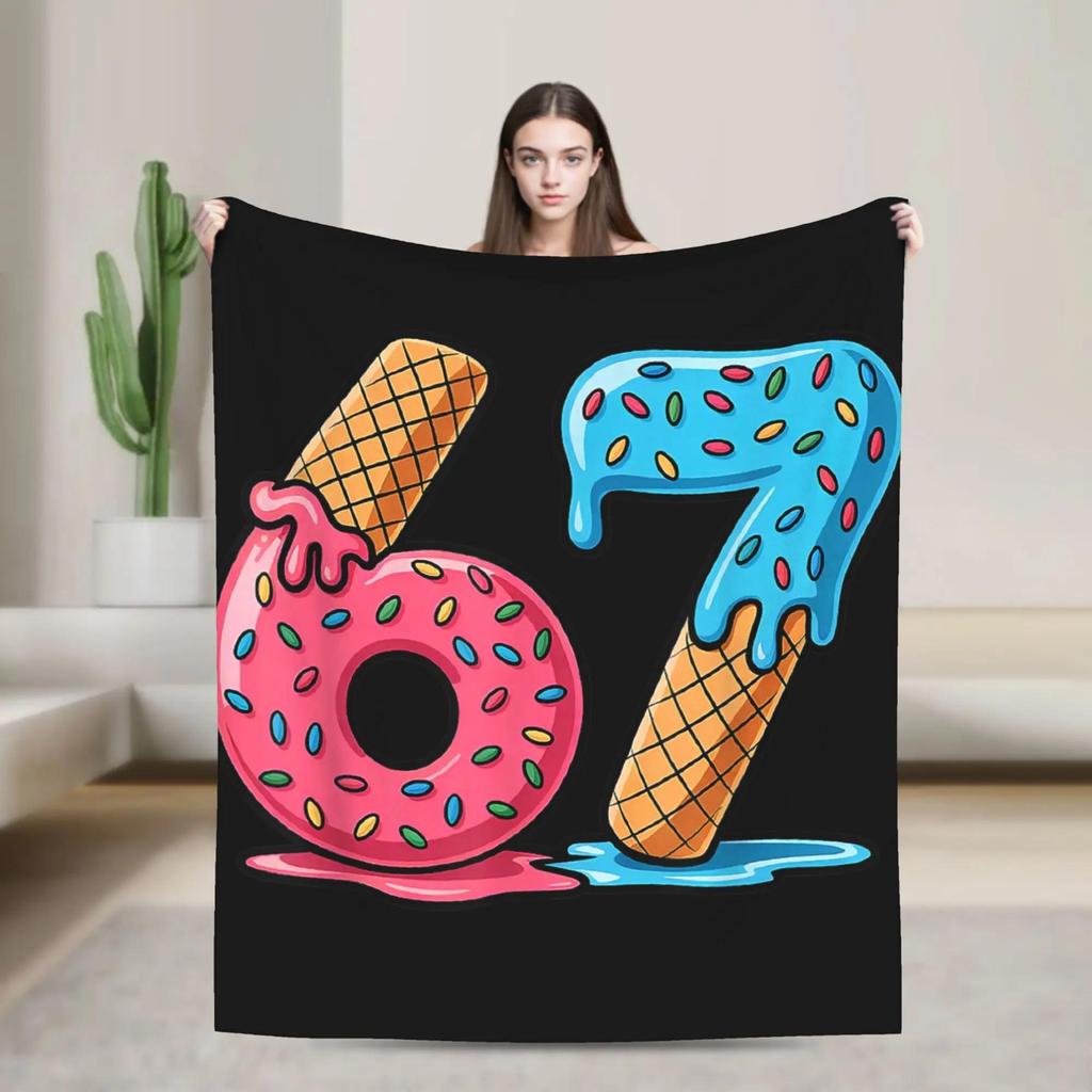Students Saying Six Seven Meme Teacher Christmas Plush Flannel Throw Blanket for Bed Warmth Outdoor Use