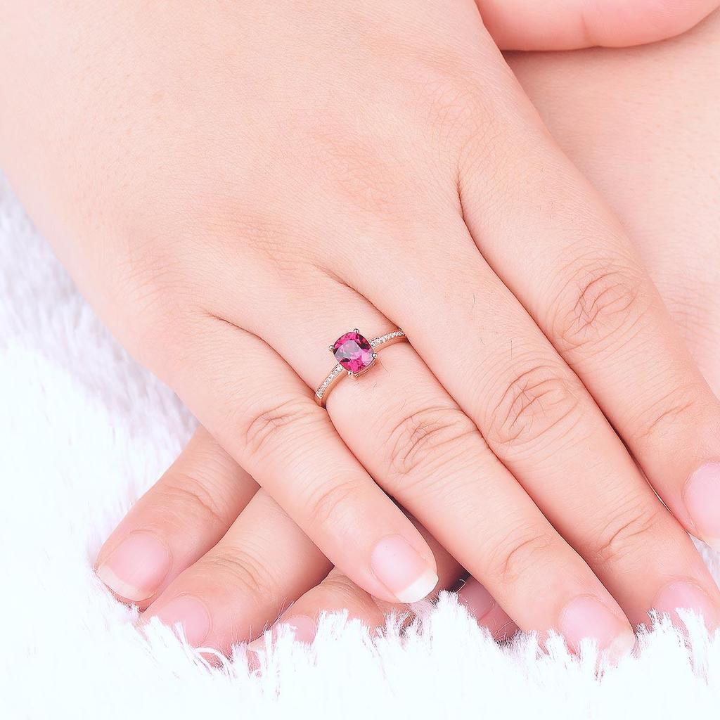 Stylish Red Tourmaline Open Ring for Women