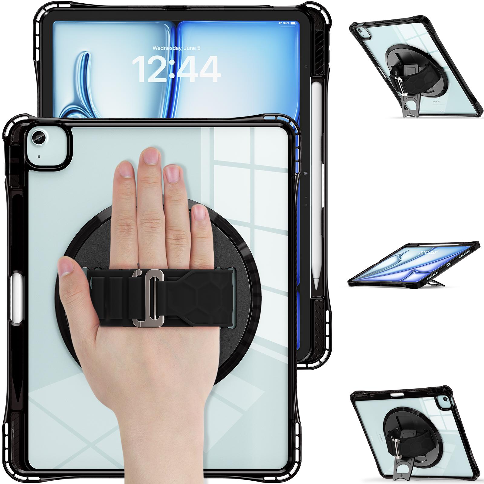 

For iPad Air 13 (2025)/(2024)/Pro 12.9 (2022)/(2021)/(2020)/(2018) Case Kickstand PC+TPU+Acrylic Clear Tablet Cover Baby Blue