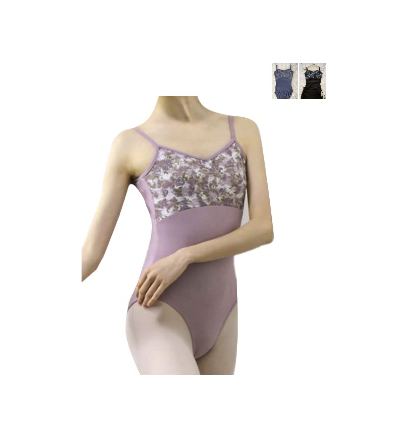 ProDance Variation Velvet Cute and Stylish Ballet Leotard PK006MA Black Camisole, (L, Floral)