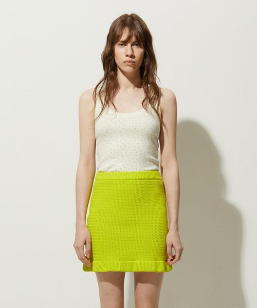 Lady Volume Frill Knit Skirt_Green