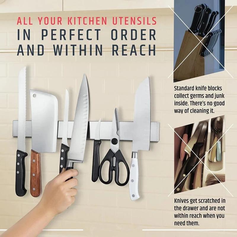 Xiaomi Professional Magnetic Knife Strip Stainless Steel Magnetic Knife Holder Rack Kitchen Knife Bar 30 40 50 Cm Kitchen Accessories