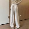 Nové podzimní a zimní pletené oblačné kalhoty s vysokým pasem: Volné, ležérní kalhoty se širokými nohavicemi