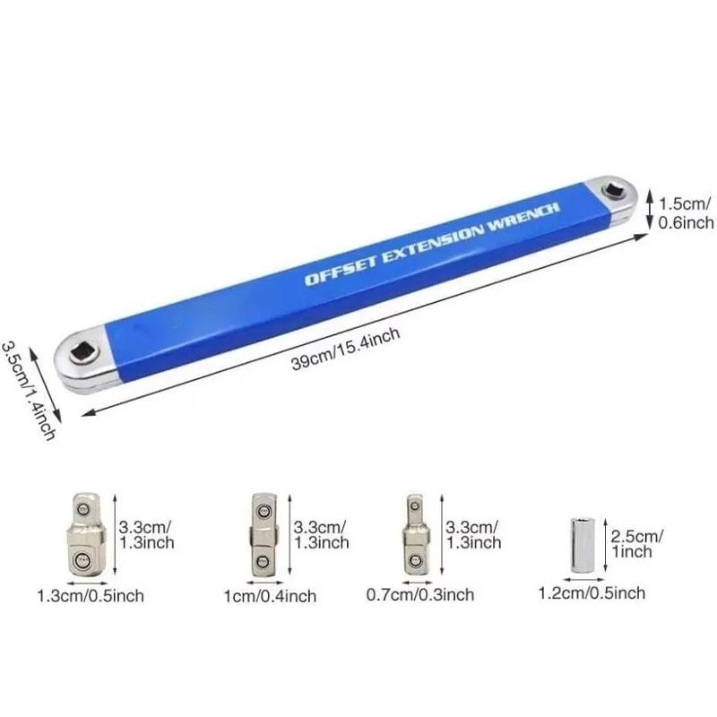 Multifunction Tight Spaces Extension Tool 1/2 in 1/4 in 3/8 in Auto Repair Tool Set Zero Offset Ratchet Torque Extension Wrench