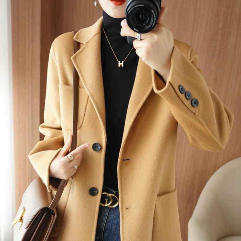 Autumn and Winter Double Sided Cashmere Coat Women's Wool Loose Jacket Small Suit Wool Short Coat Top