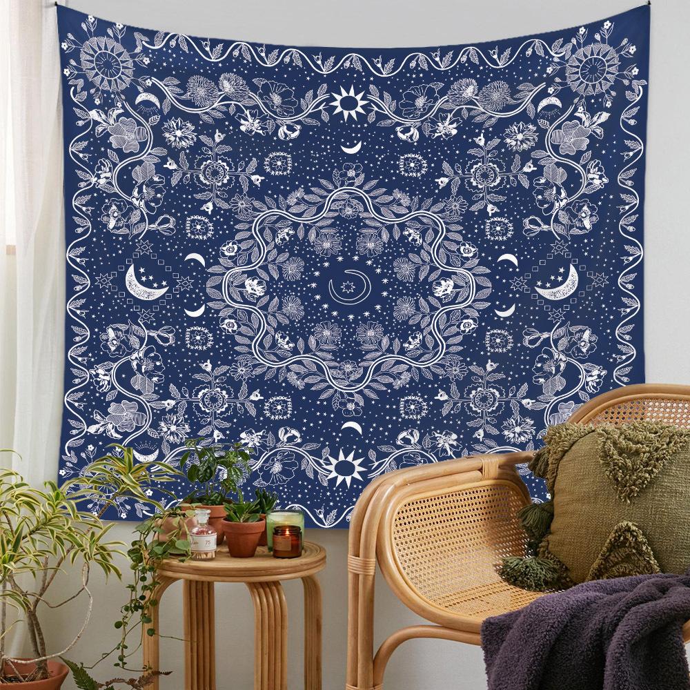 Moon Phase Tapestry Wall Hanging White Black Colorful Sun Mandala Tapestry Wall Hanging Celestial Wall Tapestry Hippie Wall Carp