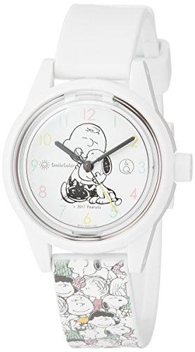 

Q&Q SmileSolar (Q&Q Smile Solar) Solar-Powered Analog Watch with Snoopy Design, Waterproof Urethane Strap, RP01-806, All-Over Print, White