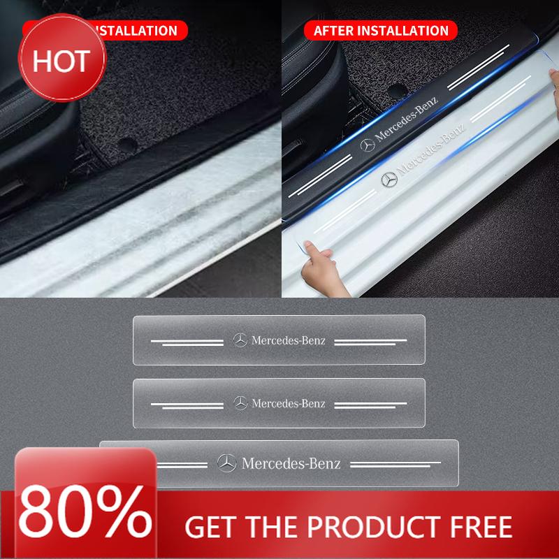 Car Sticker 4pc Car Threshold Sticker Scratch Resistant Transparent Film Protector For Mercedes Benz B/C/E/S Class A Class C200L