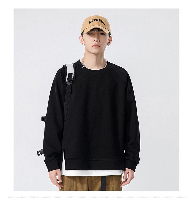 2025 Herbst/Winter Trendiger Schwerer Herren-Kapuzenpullover im Fake-Zweiteiler-Look - Lässig Locker Rundhals Langarm