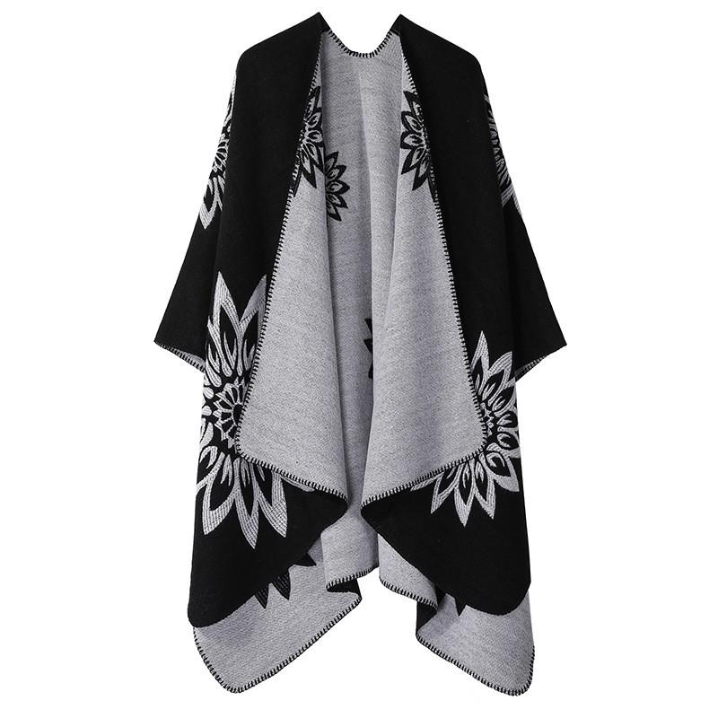 Womens Knitted Double-sided Thick Shawl Blanket Air Conditioner Room Warm Fashion Versatile Cape