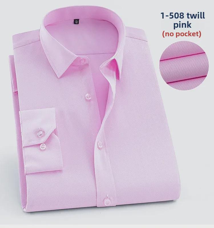2025 Spring Men's Gray Non-Iron Long Sleeve Business Casual Shirt, Large Solid Color for Young to Middle-aged.