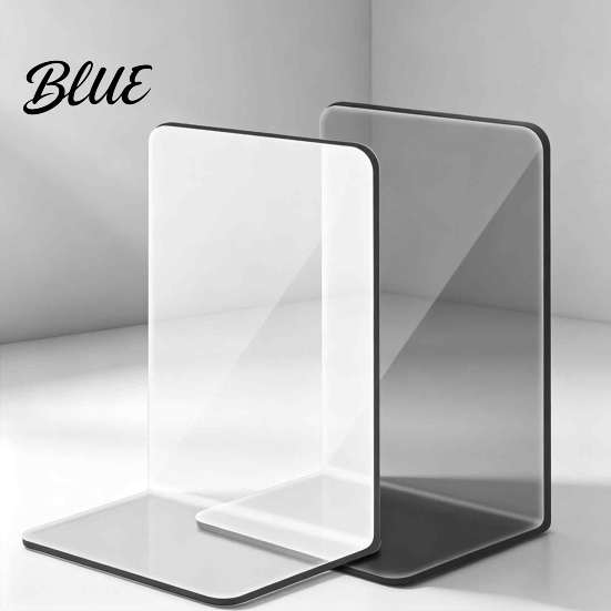 Transparent Book Rack for Dormitory 1 Pc Clear Bookend Heavy Book Acrylic Shelf Organizer Non Slip Support Office L Shaped Stopper Bedroom