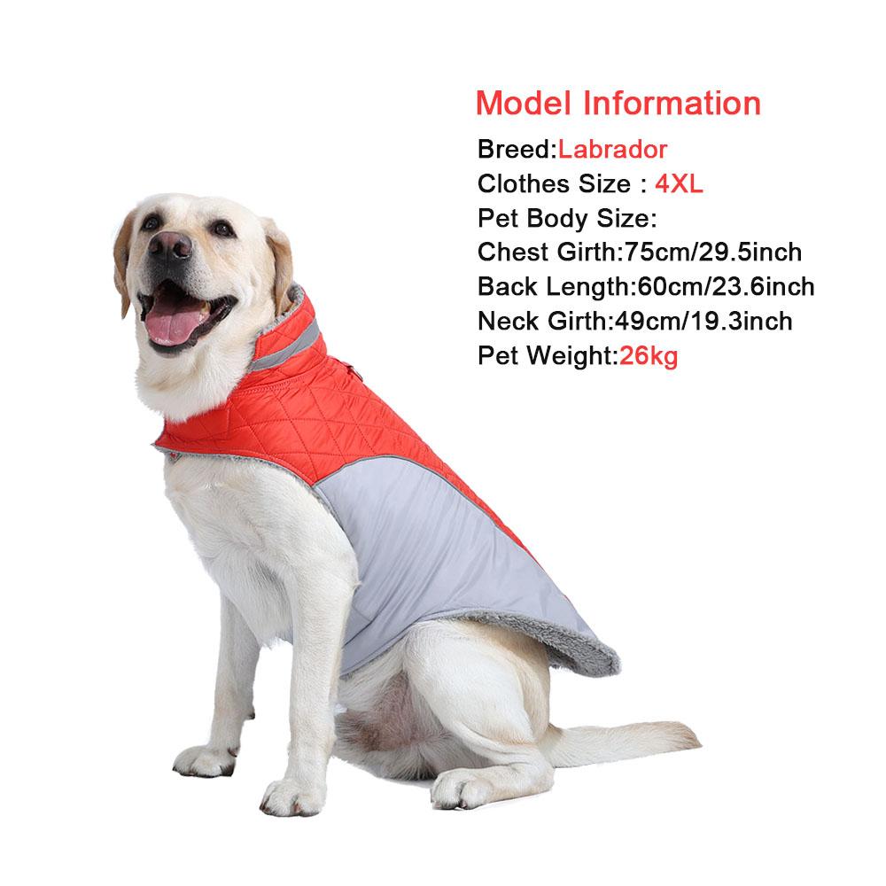 Winter Big Dog Jacket Reflective Waterproof Clothes For Medium Large Dogs Coat With High Collar Thicken Fleece Labrador Outfits