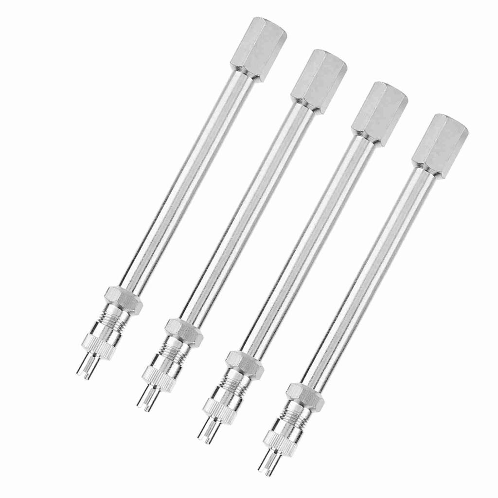 4Pcs 100mm Chrome Tyre Valve Extension Rod Wheel Adapter Car Truck Lorry