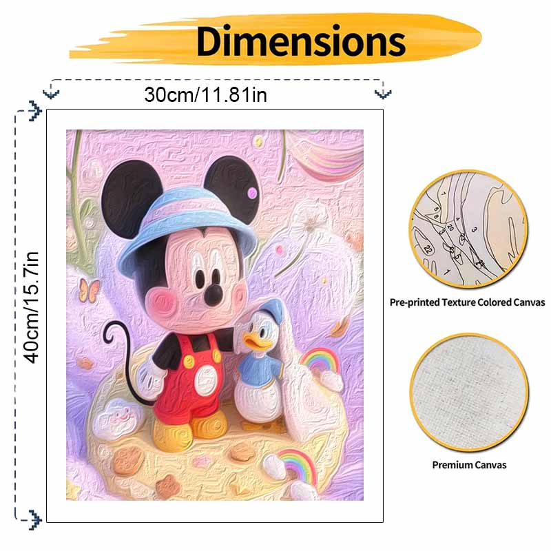 Disney Oil Paint Hand Painting Kit Mickey Donald Cartoon Decoration Classic Style Home Decor Art Craft DIY Painting Wall Hanging Gift Set