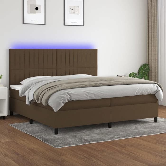 VidaXL Sommier à Lattes de Lit avec Matelas et LED, Lit Rembourré avec Tête de Lit, Lit Double, Lit Adulte de Chambre, 3135064