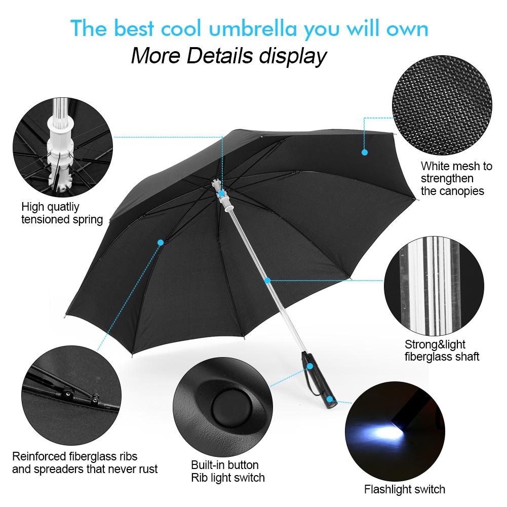 Battery Powered 7 Color Changing LED Umbrella Flashlight for Safely Night Walking