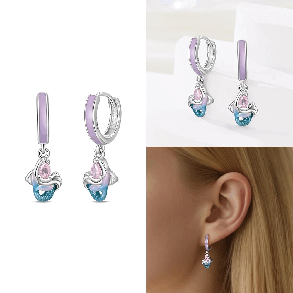 

Оригинальные серьги-кольца из меди розового цвета, серьги Aubrey фиолетового цвета русалки, изысканный подарок на День святого Валентина, аксессуар, набор украшений