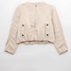 2025 Spring Women's European & American Style Linen Blend Bomber Jacket