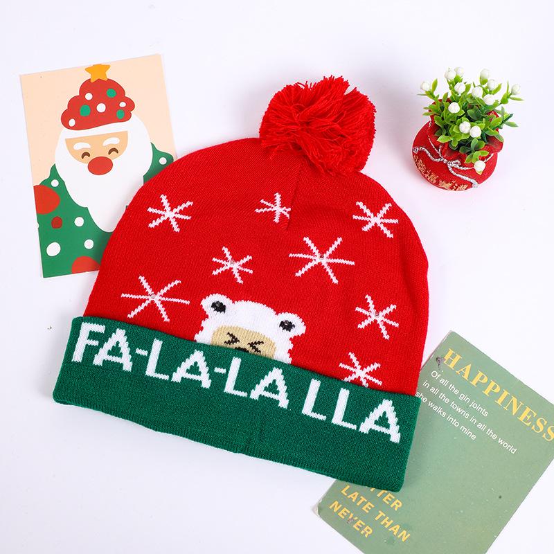 LED Light-Up Knit Christmas Hat - Colorful Winter Wool Hat for Adults & Children