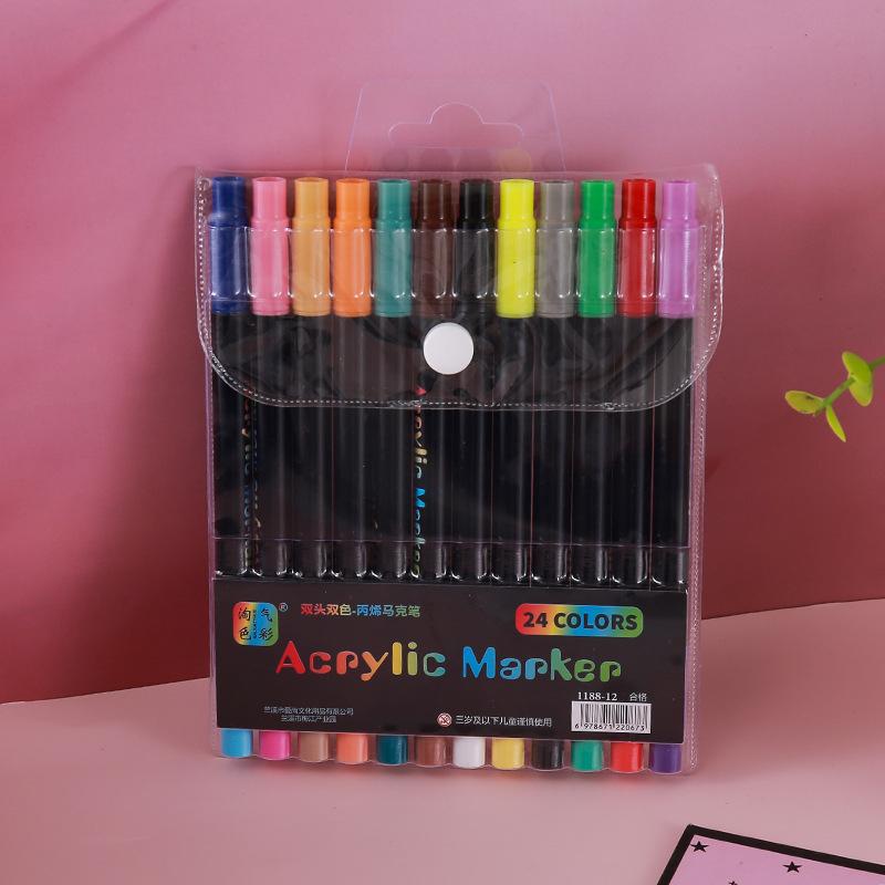 

24-120 Colors Dual Tip Acrylic Marker Pens Set Brush Paint Markers for Rock Painting, Canvas, Wood Ceramic Art Supplies for Kids